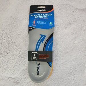 Airplus Plantar Fascia Orthotic Total Arch Support Mens Insoles Size 7-13 Gray
